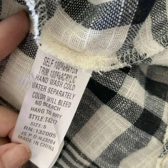 Entro black white gingham knit long relax sleevesless Top Small - Picture 4 of 9